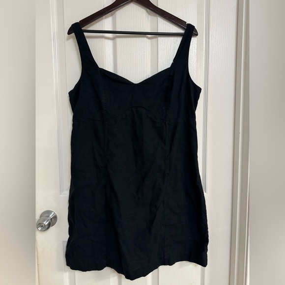 Abercrombie & Fitch Corset Seamed Linen Blend Mini Dress size XL Black - Picture 2 of 7